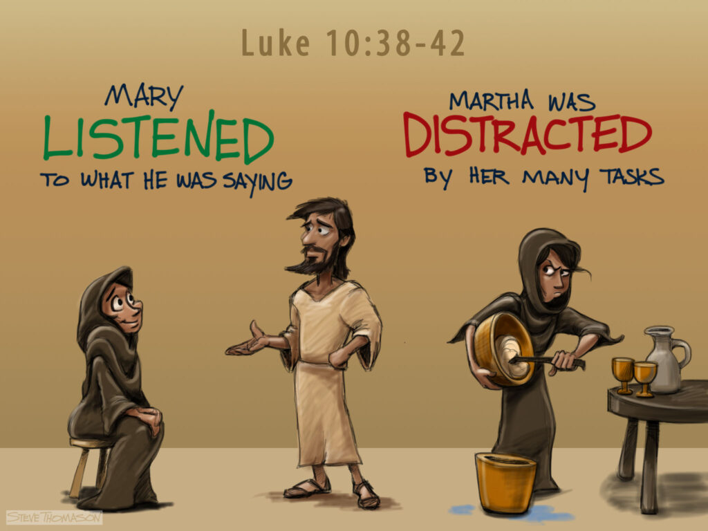 The story of Martha and Mary from Luke 10:38-42.