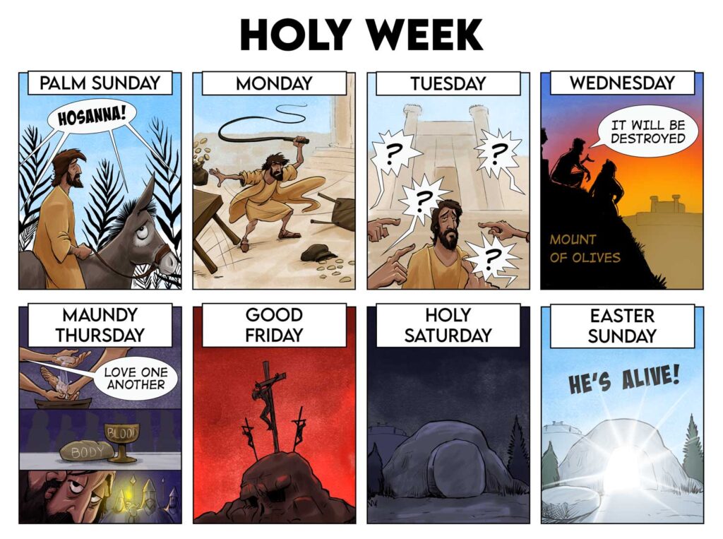 The eight days of Holy Week from Palm Sunday through Easter Sunday.
